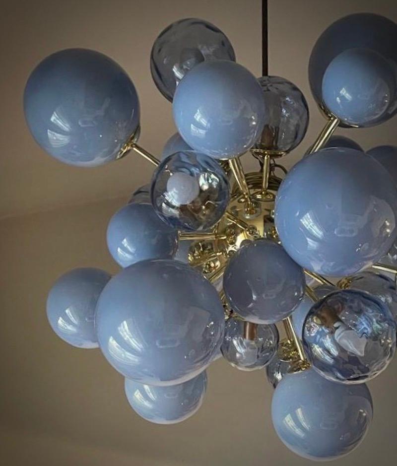 Murano Sputnik Pastel Light Blu Midcentury Chandelier and Pendant, 2000 im Zustand „Gut“ im Angebot in Roma, Lazio