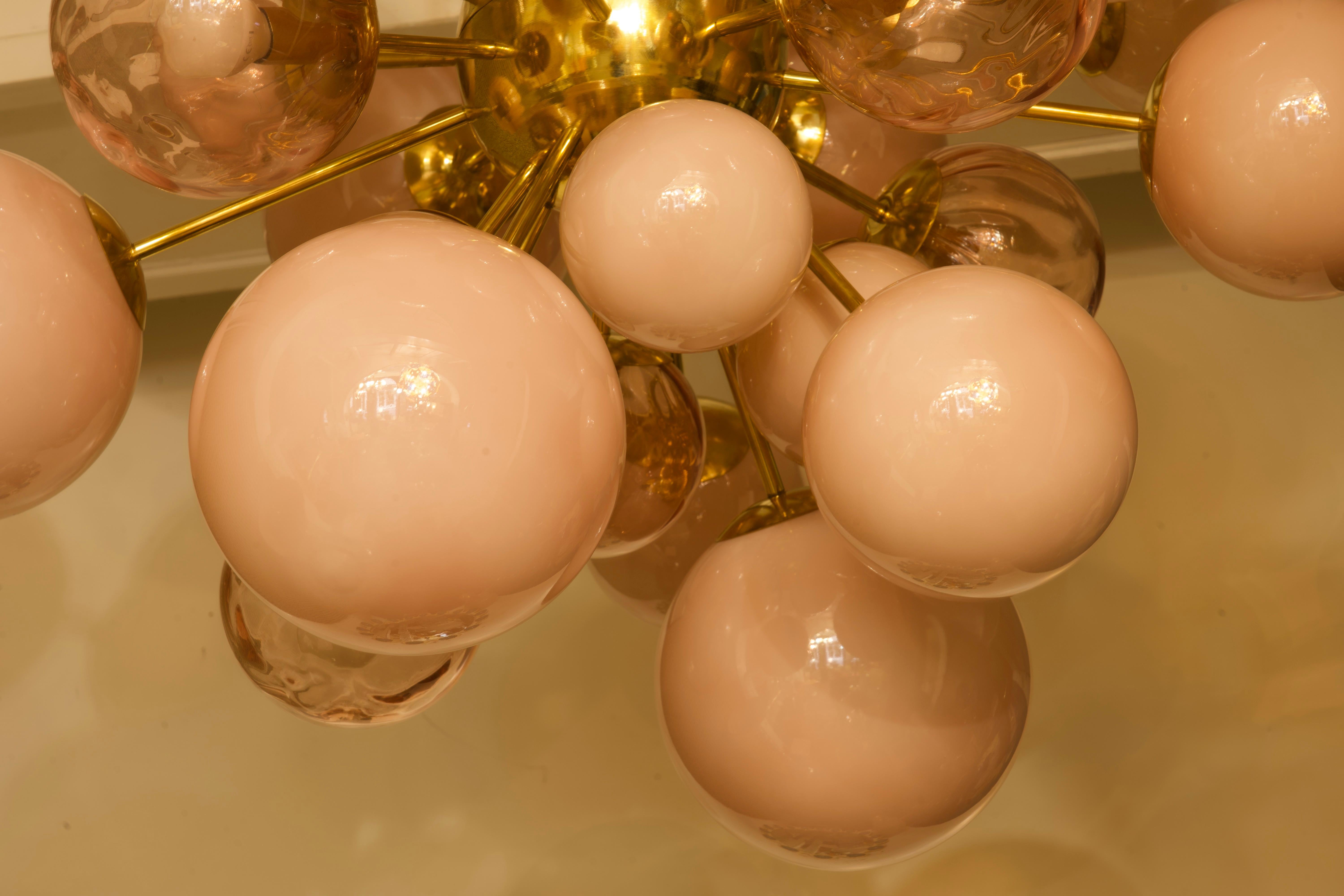 Italian Murano Sputnik Pastel Pink Midcentury Chandelier, 2000 For Sale