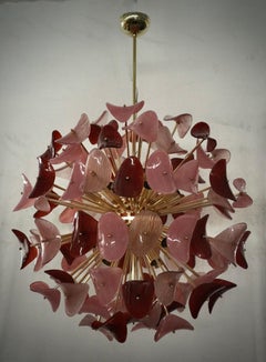 Murano Sputnik Pink and Red Color Art Glass Chandelier and Pendant, 2020