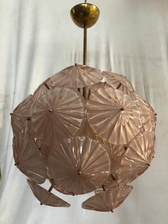 Murano Sputnik Pink Color Art Glass Midcentury Chandelier, 2000