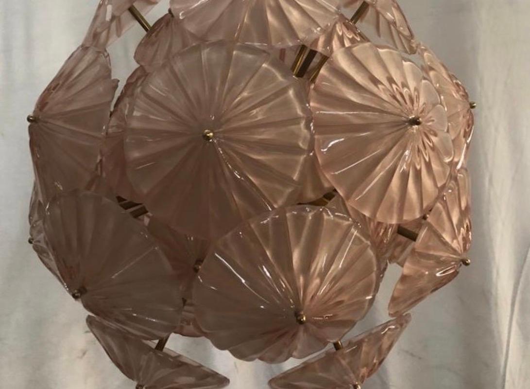 Murano Sputnik Pink Color Art Glass Midcentury Chandelier, 2000 In Good Condition For Sale In Rome, IT