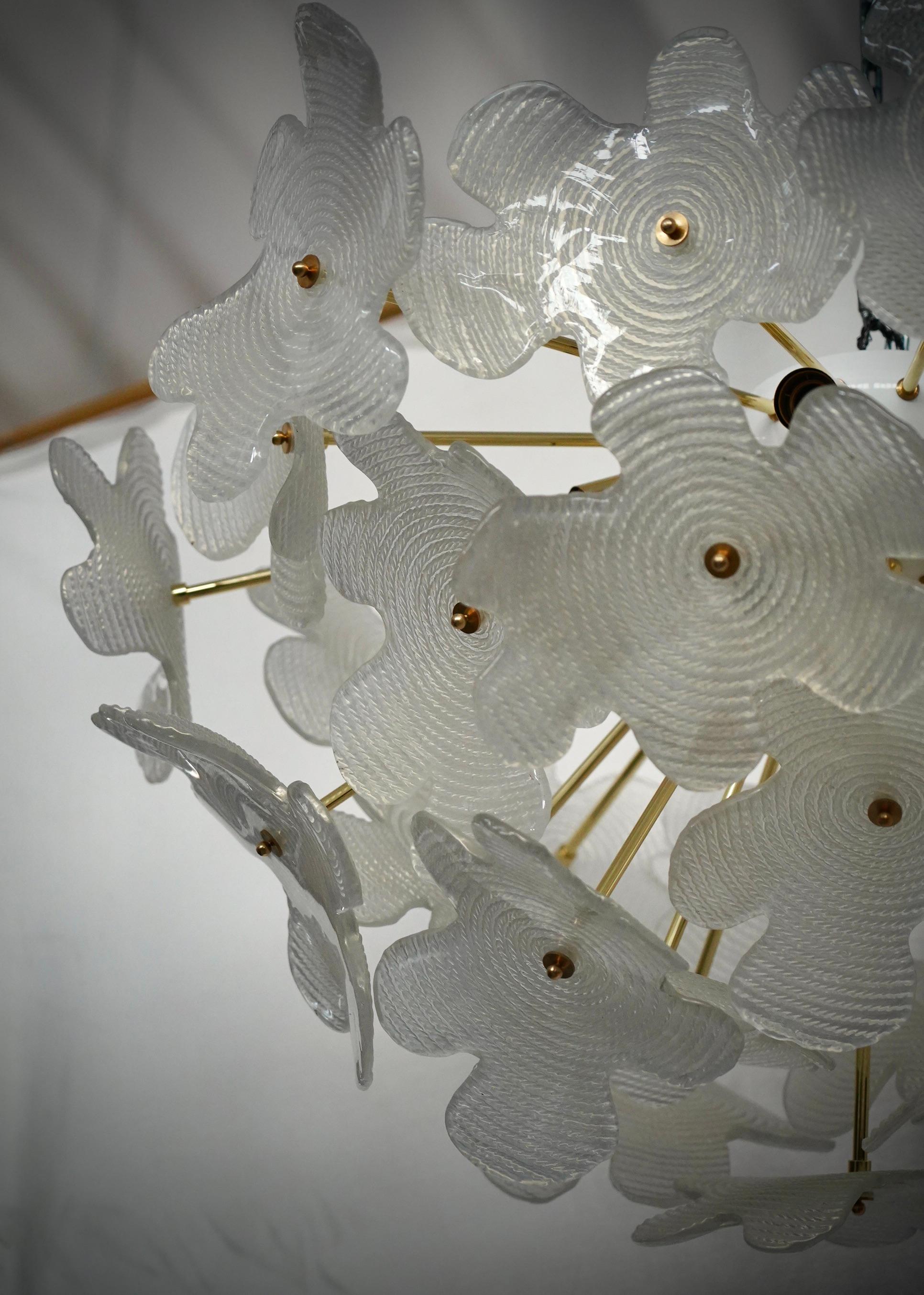 Murano Sputnik Semi Spherical White Glass and Brass Chandelier and Pendant, 2000 For Sale 2