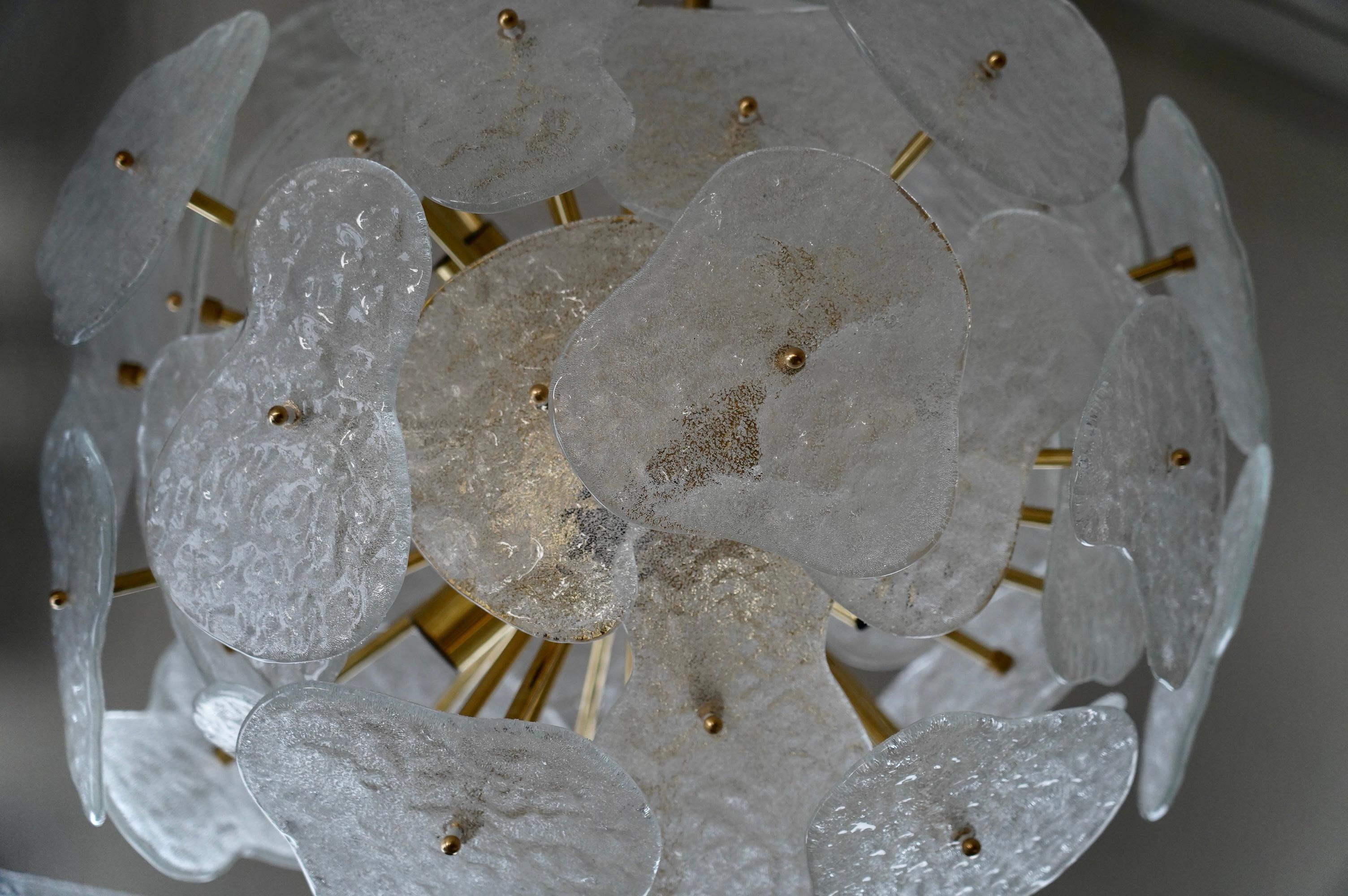 Araña y colgante de cristal artístico de Murano Sputnik de color transparente, 2020 Latón en venta
