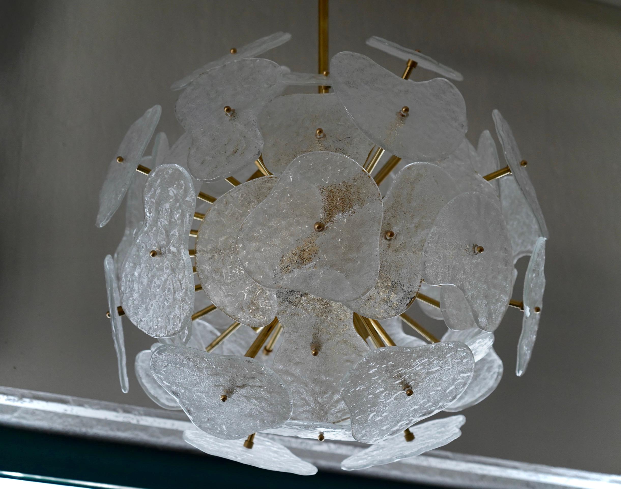 Araña y colgante de cristal artístico de Murano Sputnik de color transparente, 2020 en venta 2