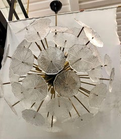 Murano Sputnik Transparent Color Art Glass Chandelier and Pendants, 1990