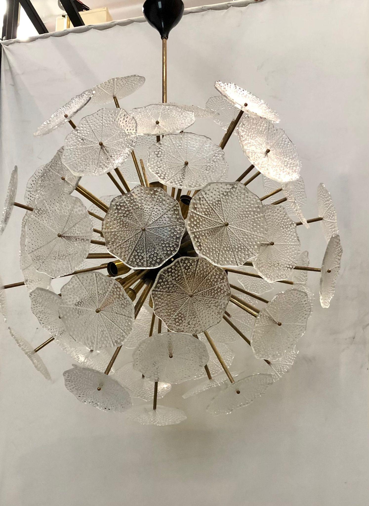 Murano Sputnik Transparent Color Art Glass Midcentury Chandelier, 1980 In Good Condition For Sale In Rome, IT