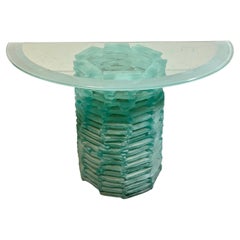 Table console à blocs de verre empilés Murano Gueridon Demilune