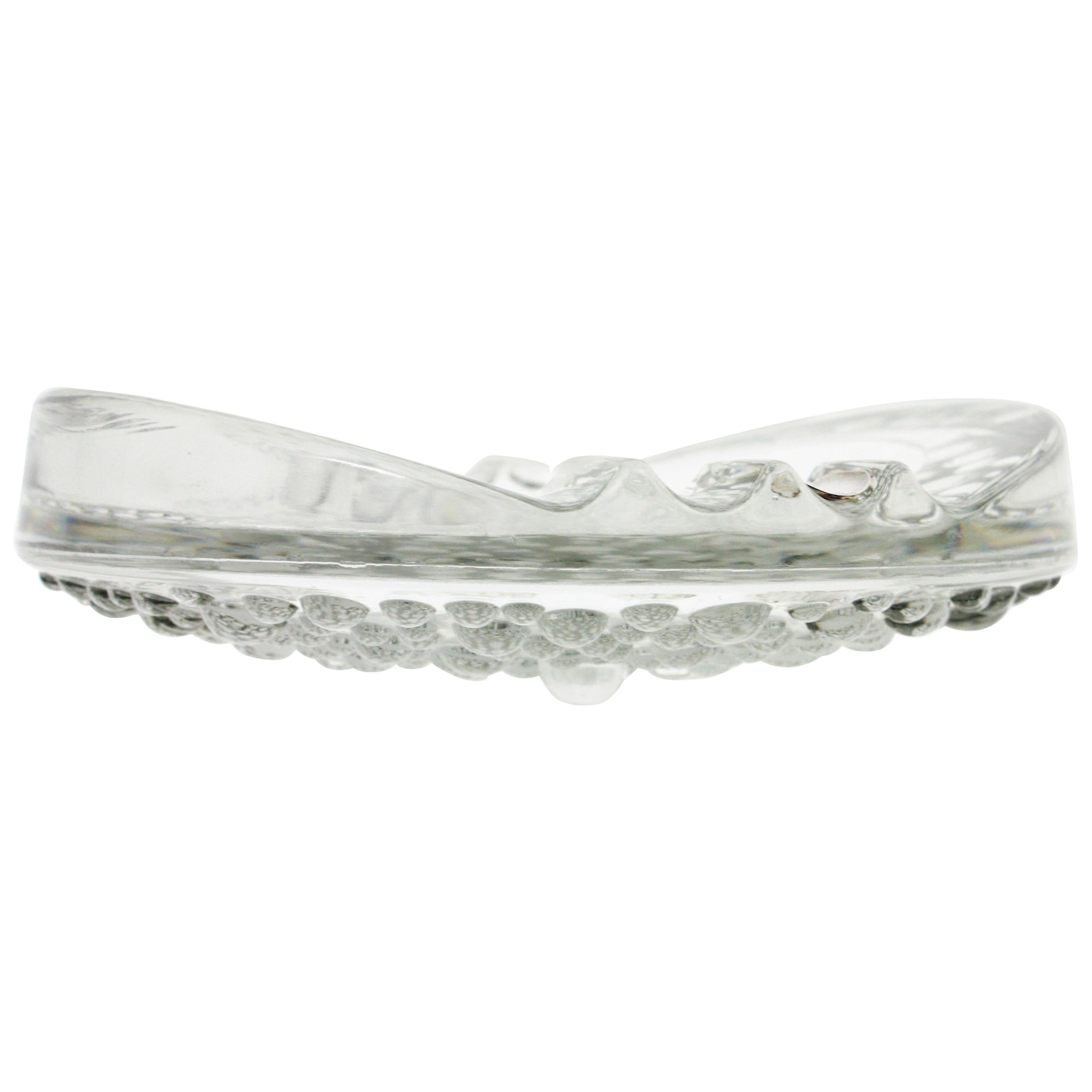 Murano Italian Art Glass Ashtray, Bubbles Design and Sterling Silver Details In Excellent Condition For Sale In Barcelona, ES