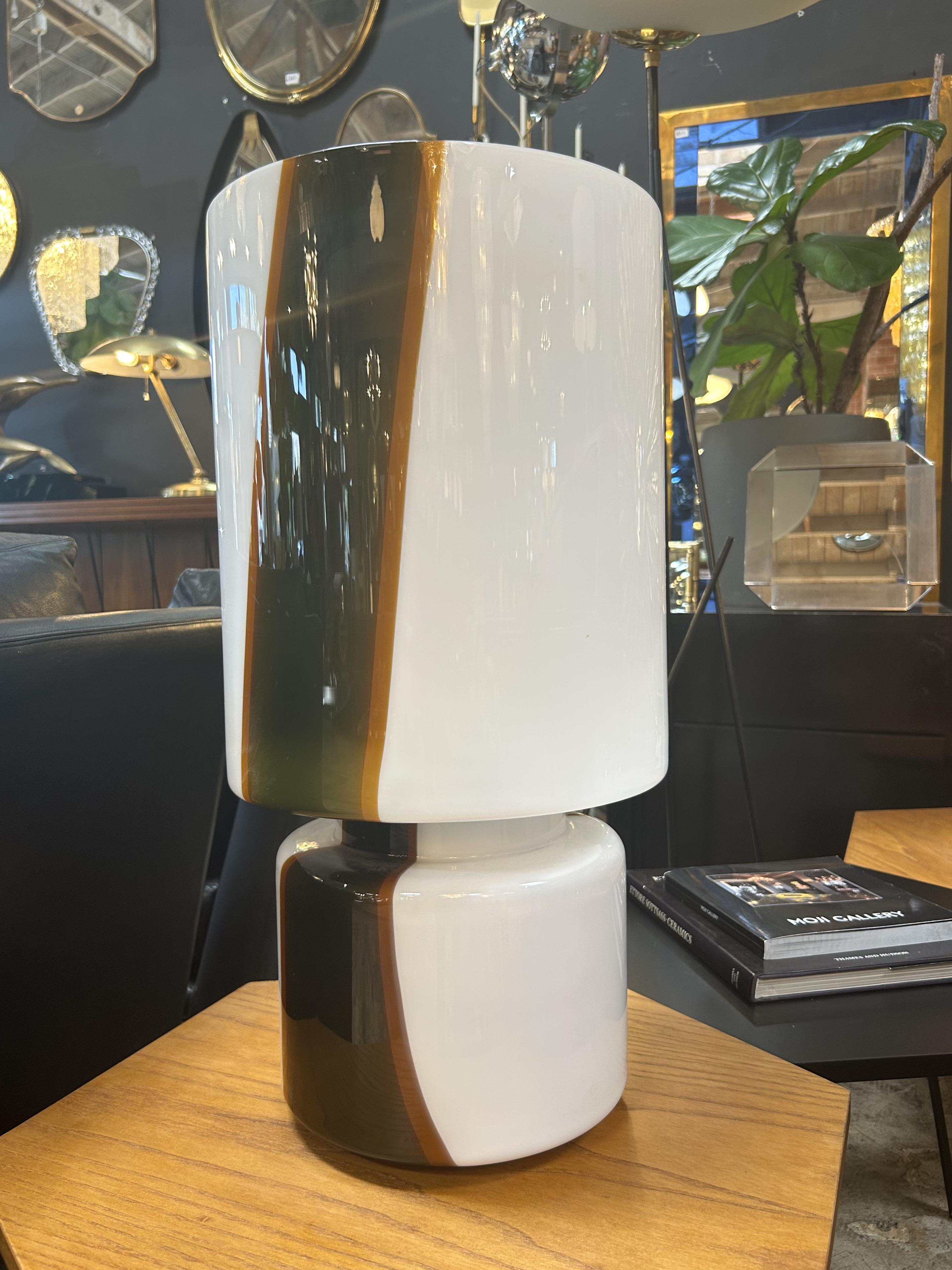Modern Murano Striato Glass Table Lamp, Italy, 1970s For Sale