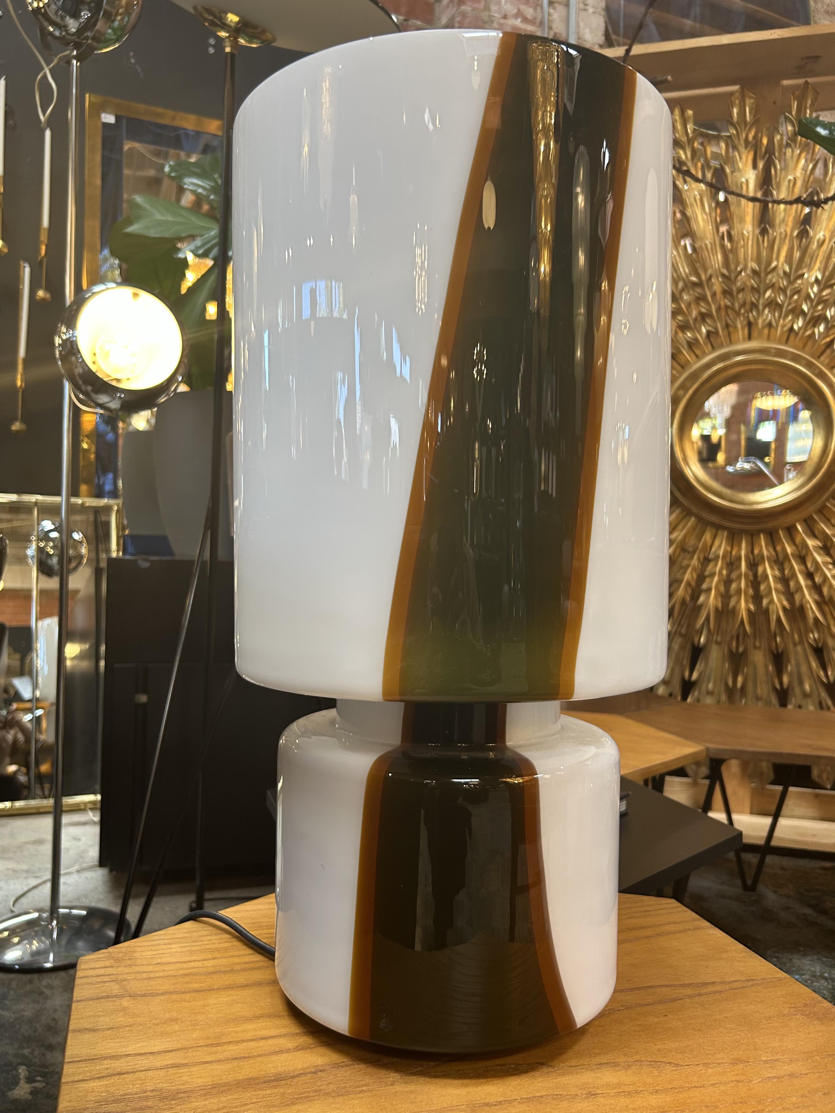 Murano Striato Glass Table Lamp, Italy, 1970s In Good Condition For Sale In Los Angeles, CA