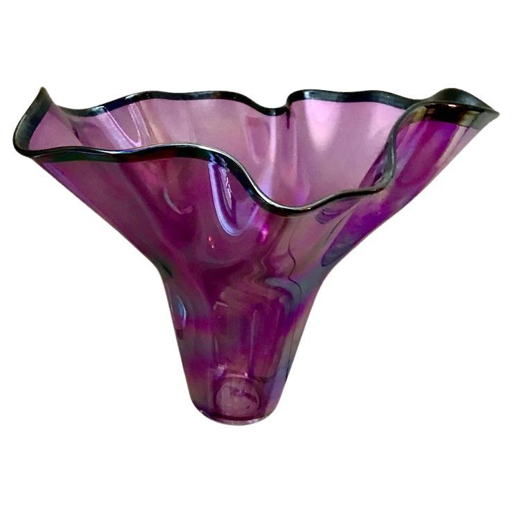 Murano Studio Art Glass Vase, Chihuly-Style, Mid-Century Modern, Venetian For Sale