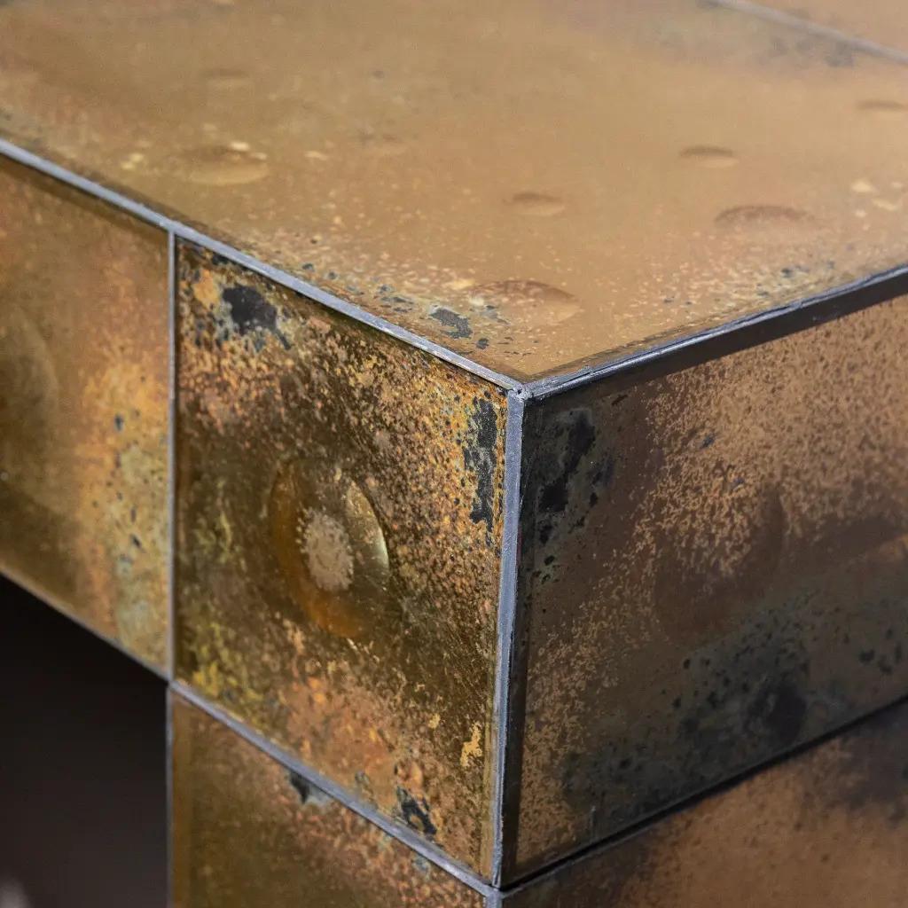 Murano-Style 1970s Console in Oxidized Mirror Tiles In Good Condition For Sale In Saint-Ouen, FR