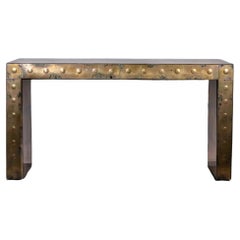 Murano-Style 1970s Console in Oxidized Mirror Tiles