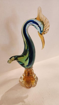 Murano Style Art Glass Crane Sculpture