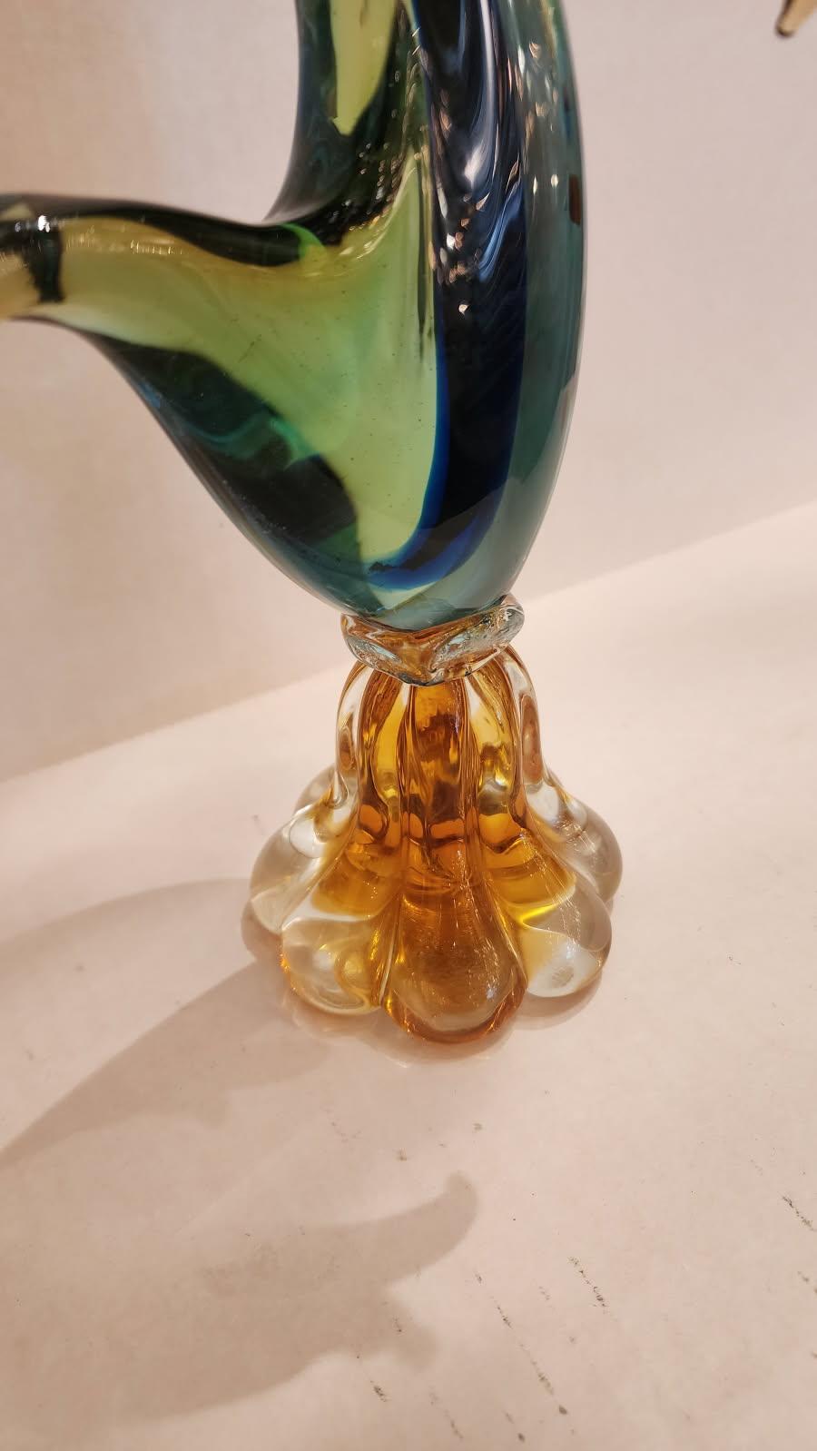 italien Sculpture de grue en verre d'art de style Murano en vente