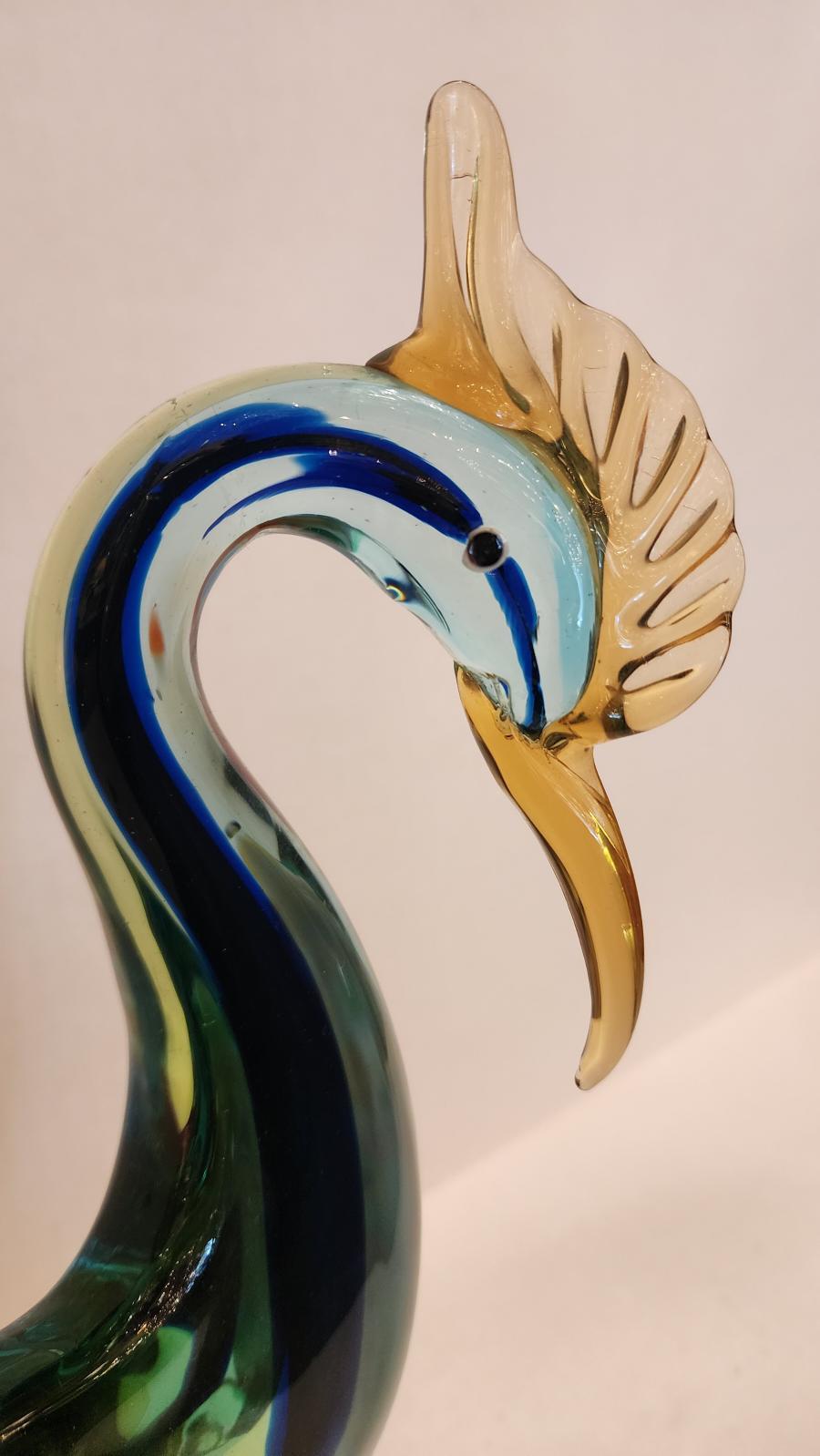 20ième siècle Sculpture de grue en verre d'art de style Murano en vente