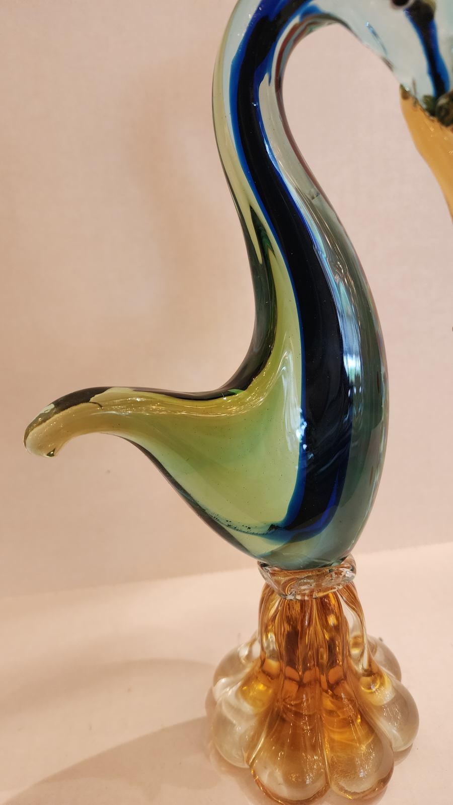 Verre d'art Sculpture de grue en verre d'art de style Murano en vente