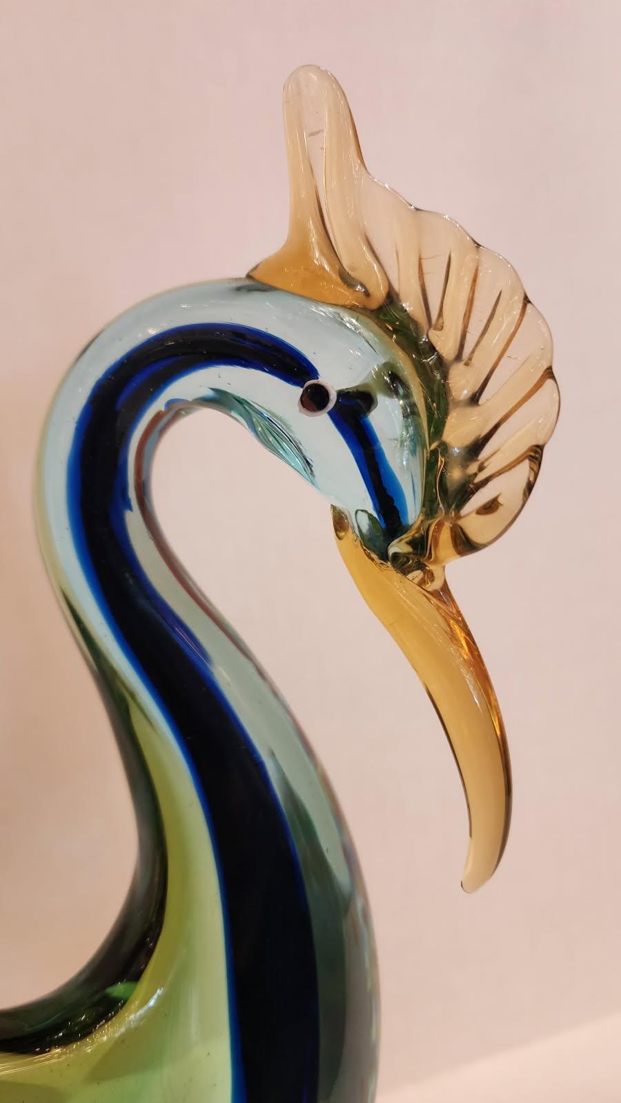 Sculpture de grue en verre d'art de style Murano en vente 1