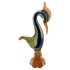 Murano Style Art Glass Crane Sculpture
