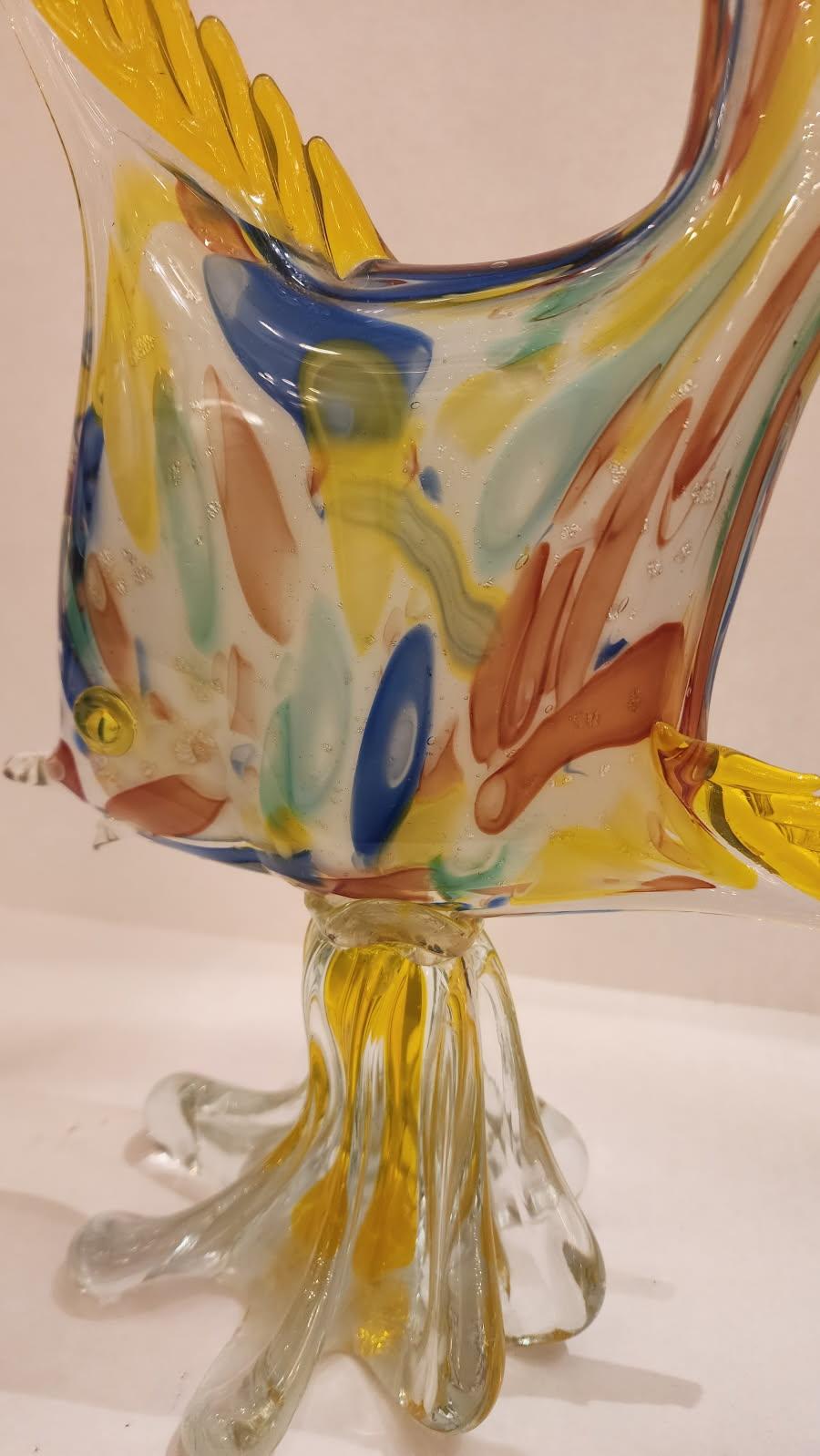 Mid-Century Modern Murano Style Art Glass Fish Sculpture For Sale