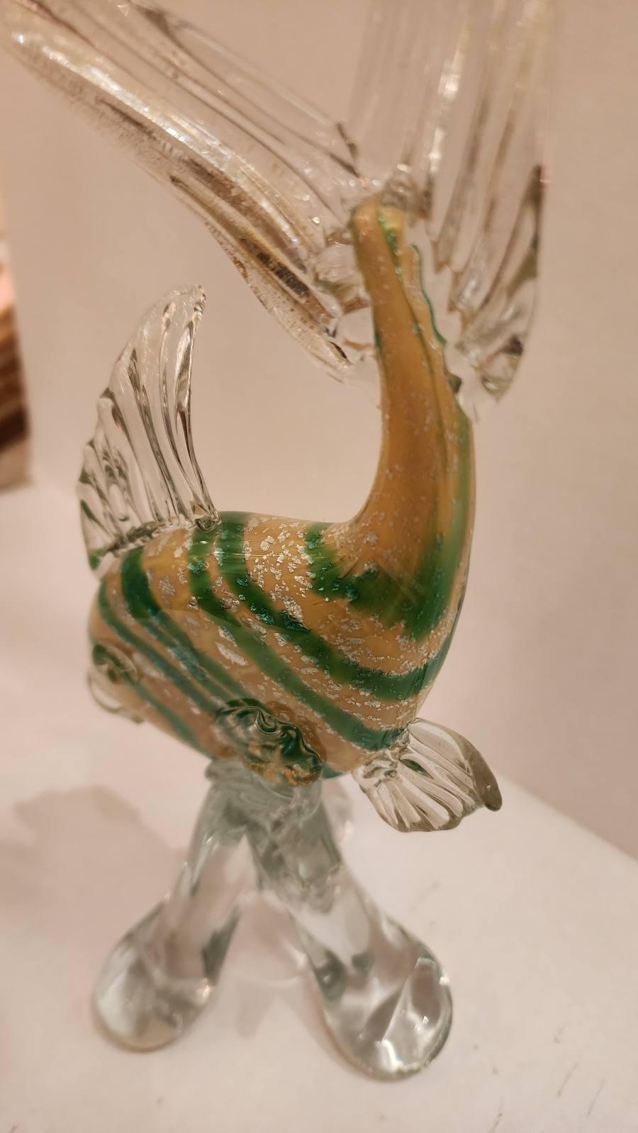Mid-Century Modern Murano Style Art Glass Fish Sculpture For Sale