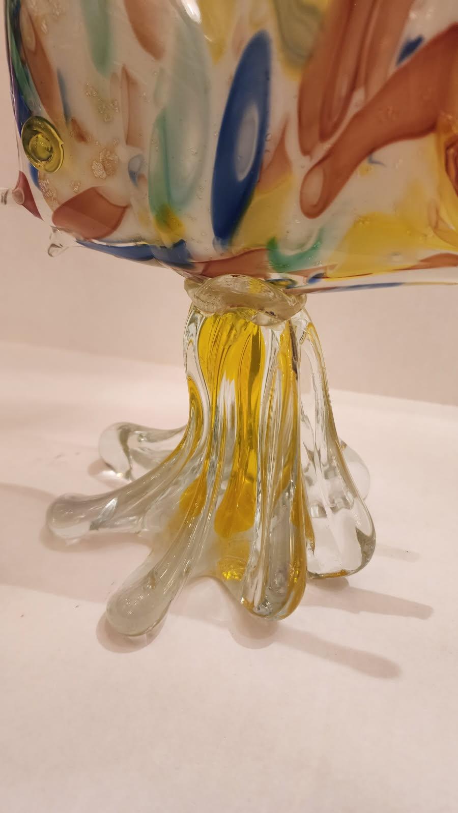 Fired Murano Style Art Glass Fish Sculpture For Sale