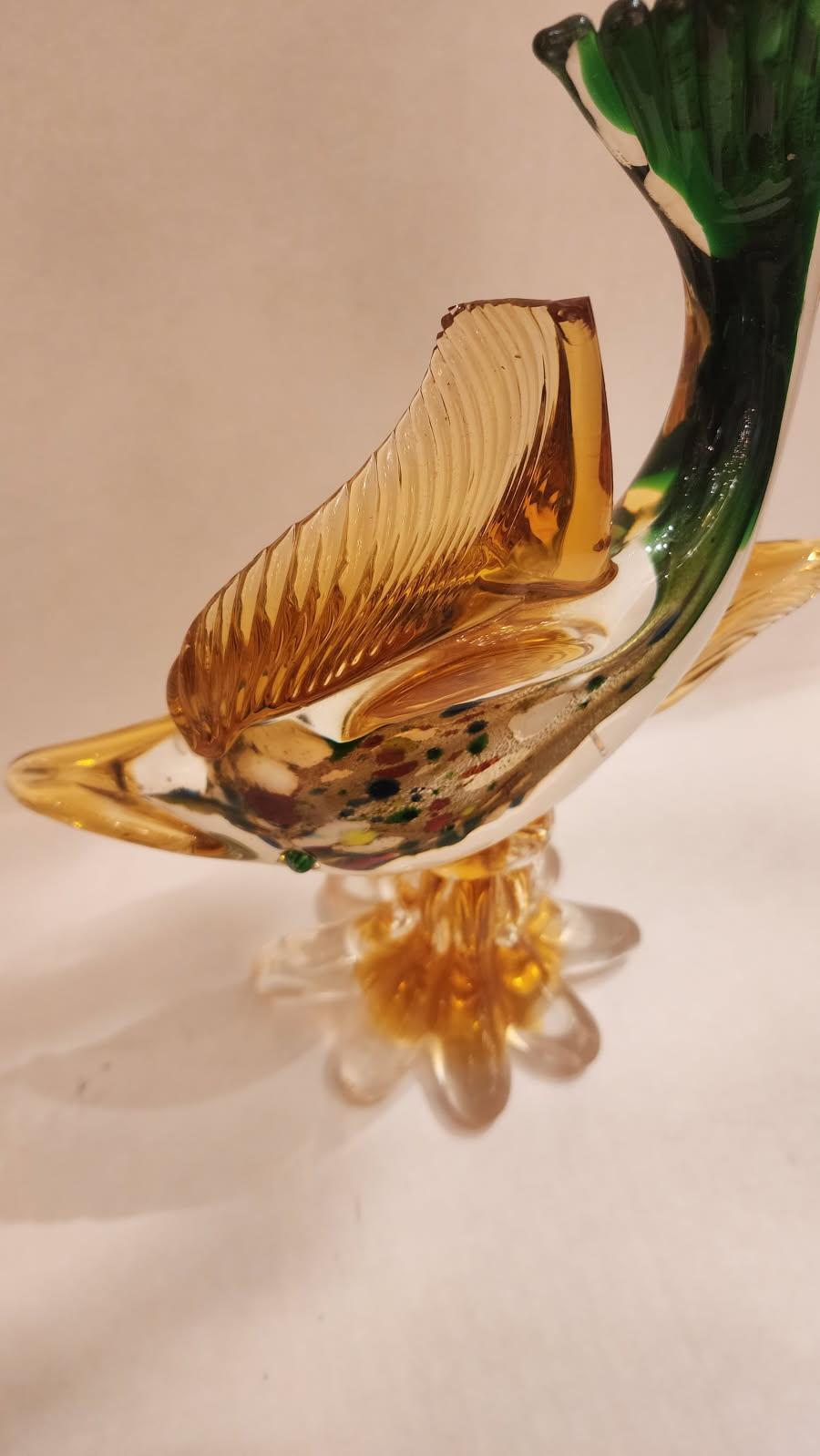 italien Sculpture de poisson en verre de style Murano en vente