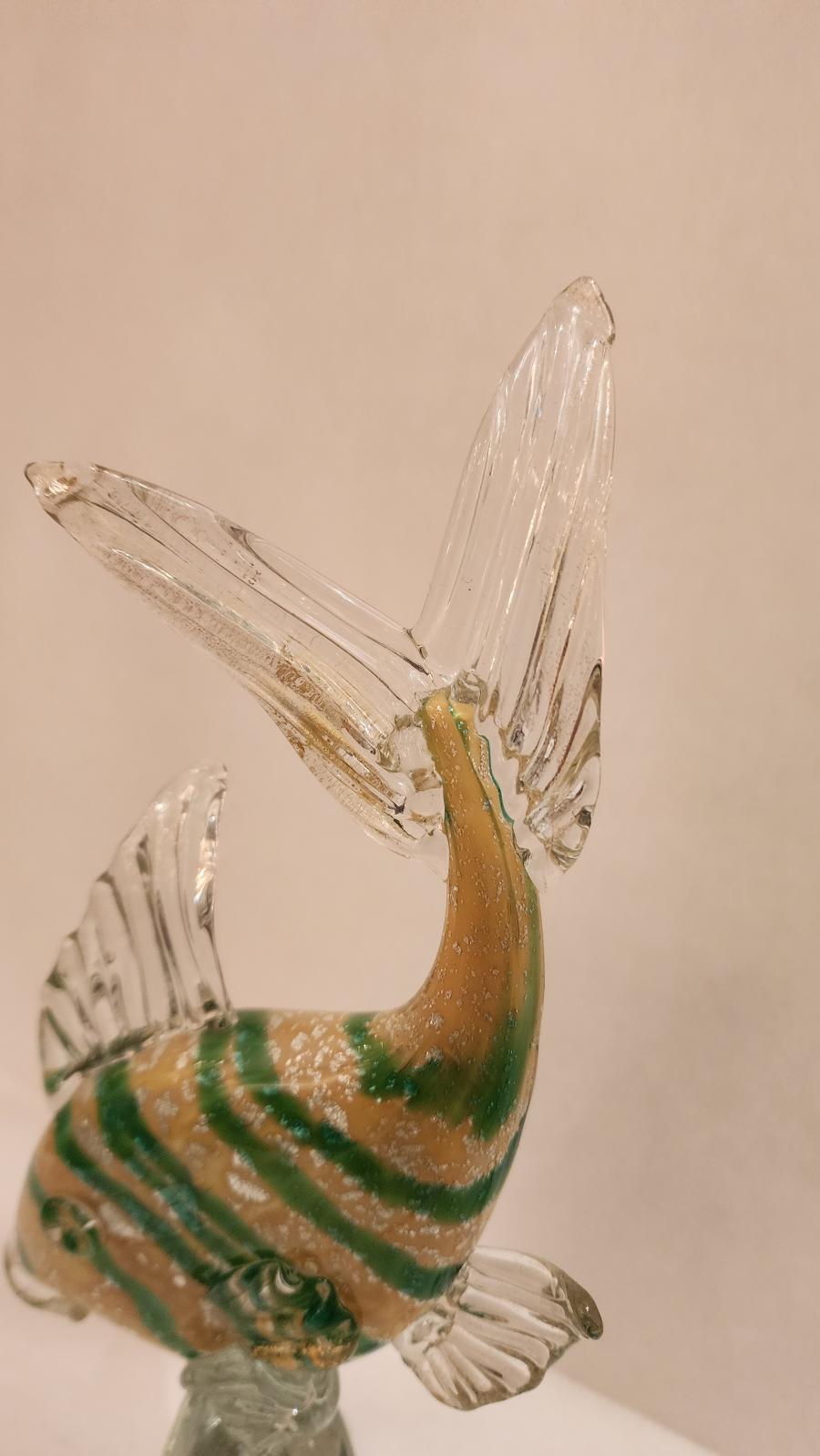 Italian Murano Style Art Glass Fish Sculpture For Sale