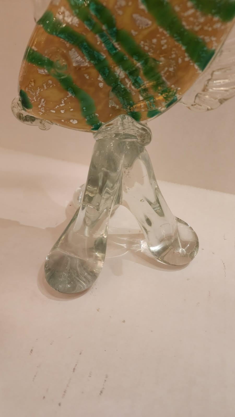Fired Murano Style Art Glass Fish Sculpture For Sale