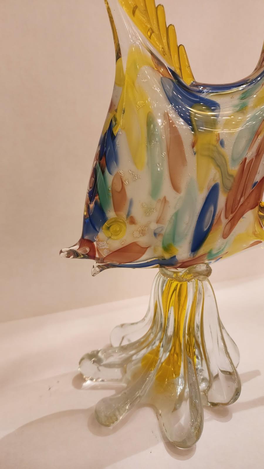 20th Century Murano Style Art Glass Fish Sculpture For Sale