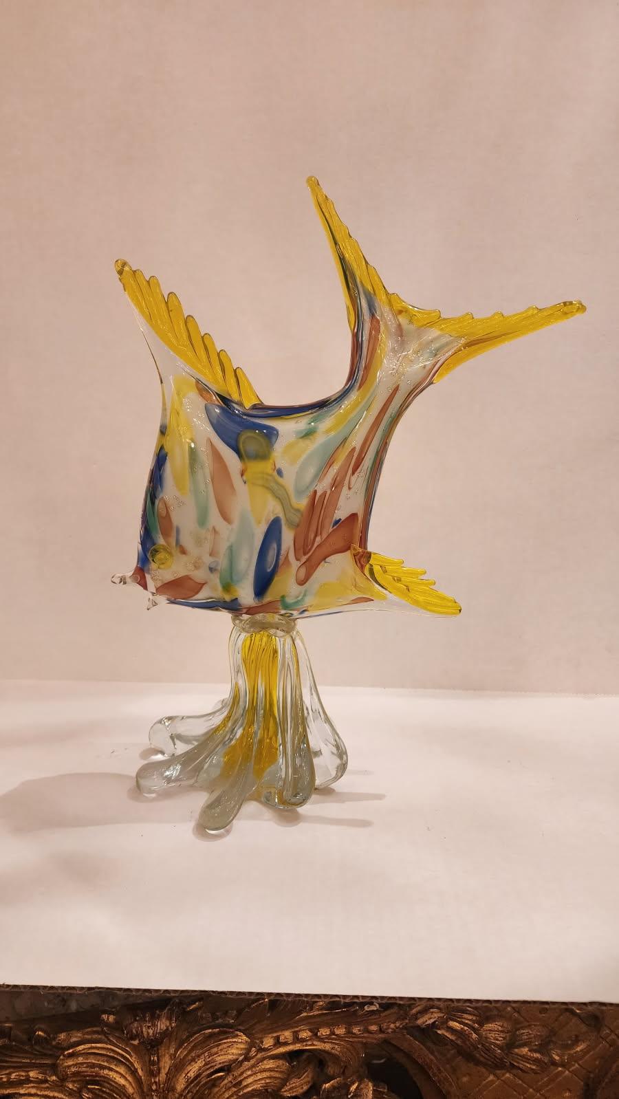 Murano Style Art Glass Fish Sculpture For Sale 1