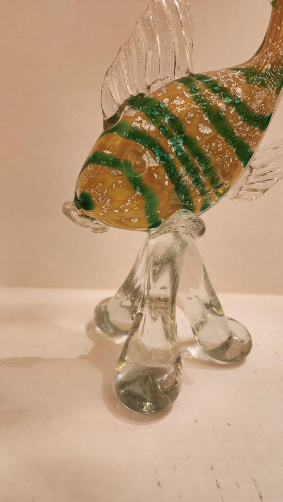 20th Century Murano Style Art Glass Fish Sculpture For Sale