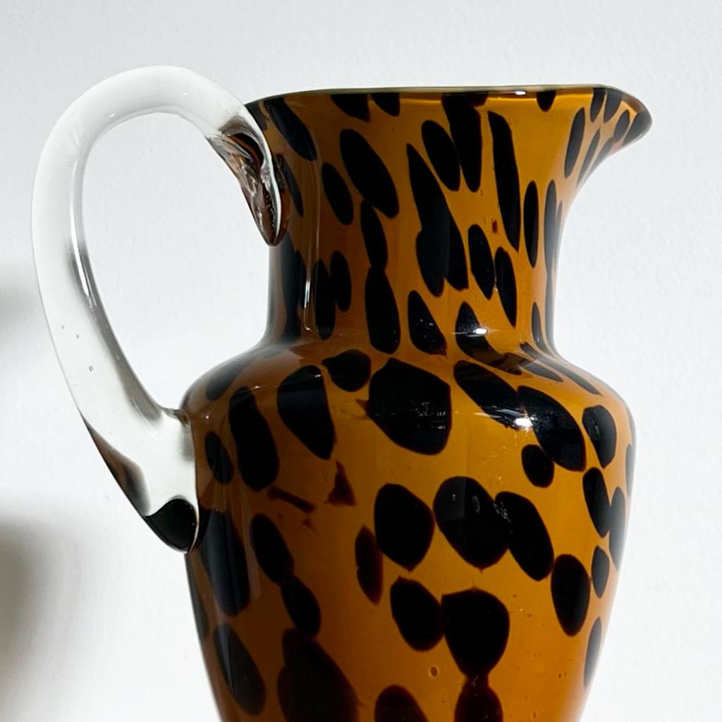 Murano Style Art Glass Leopard Pitcher, 1990s In Good Condition In View Park, CA