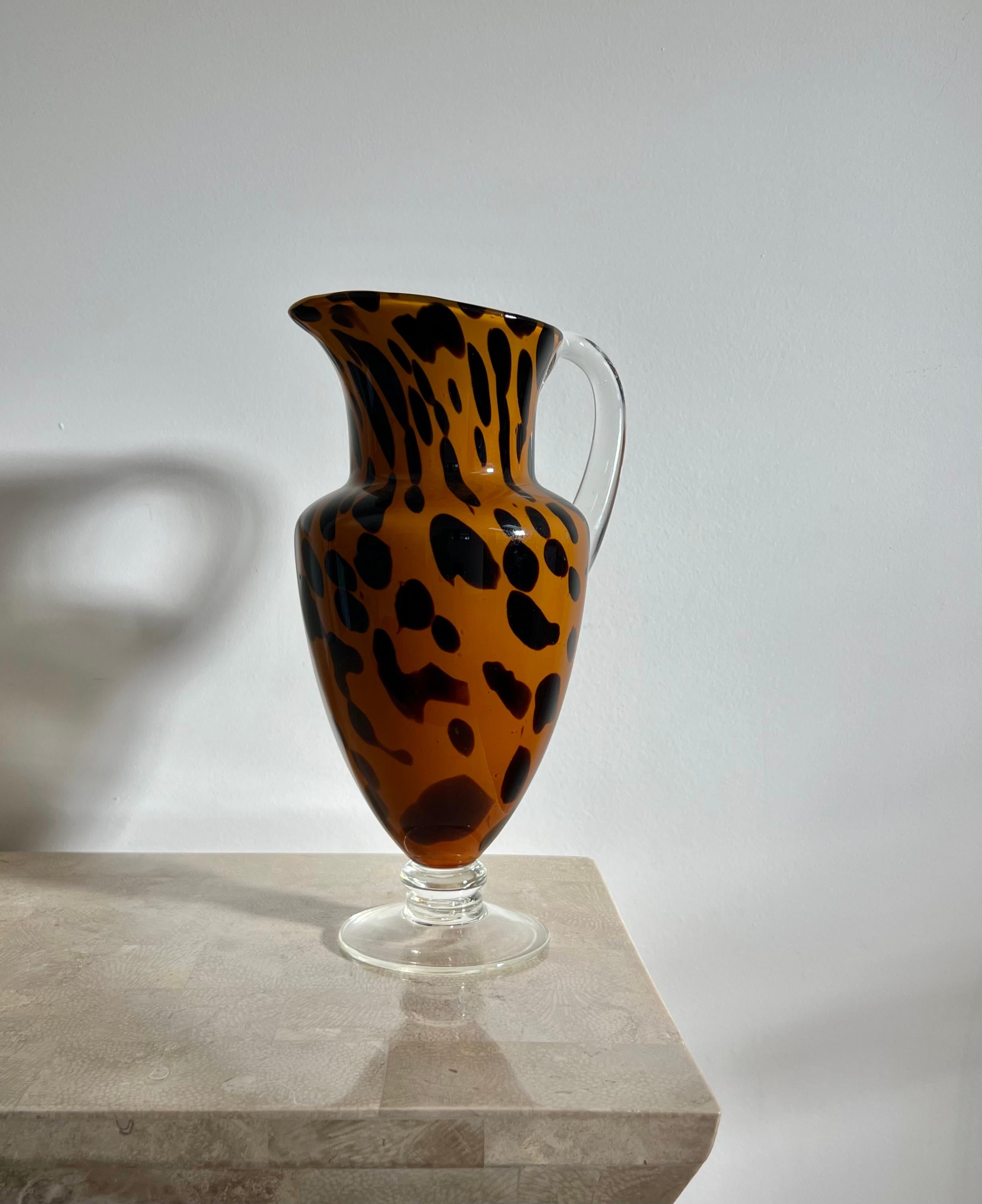 Late 20th Century Murano Style Art Glass Leopard Pitcher, 1990s