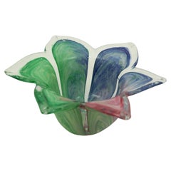 Murano Style Art Glass Lily Flower Shaped Candle Holder Paperweight Catchall