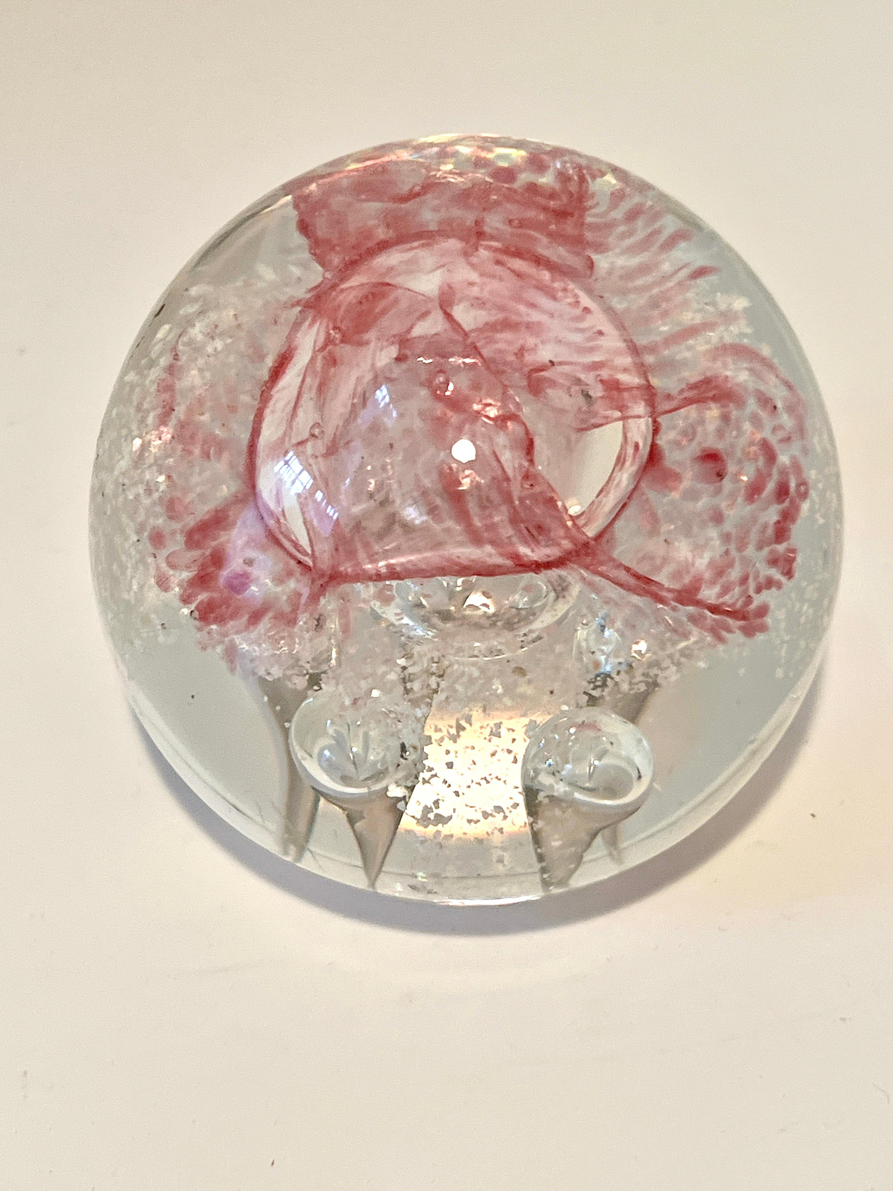 Murano Style Art Glass Paperweight with Red  For Sale 3