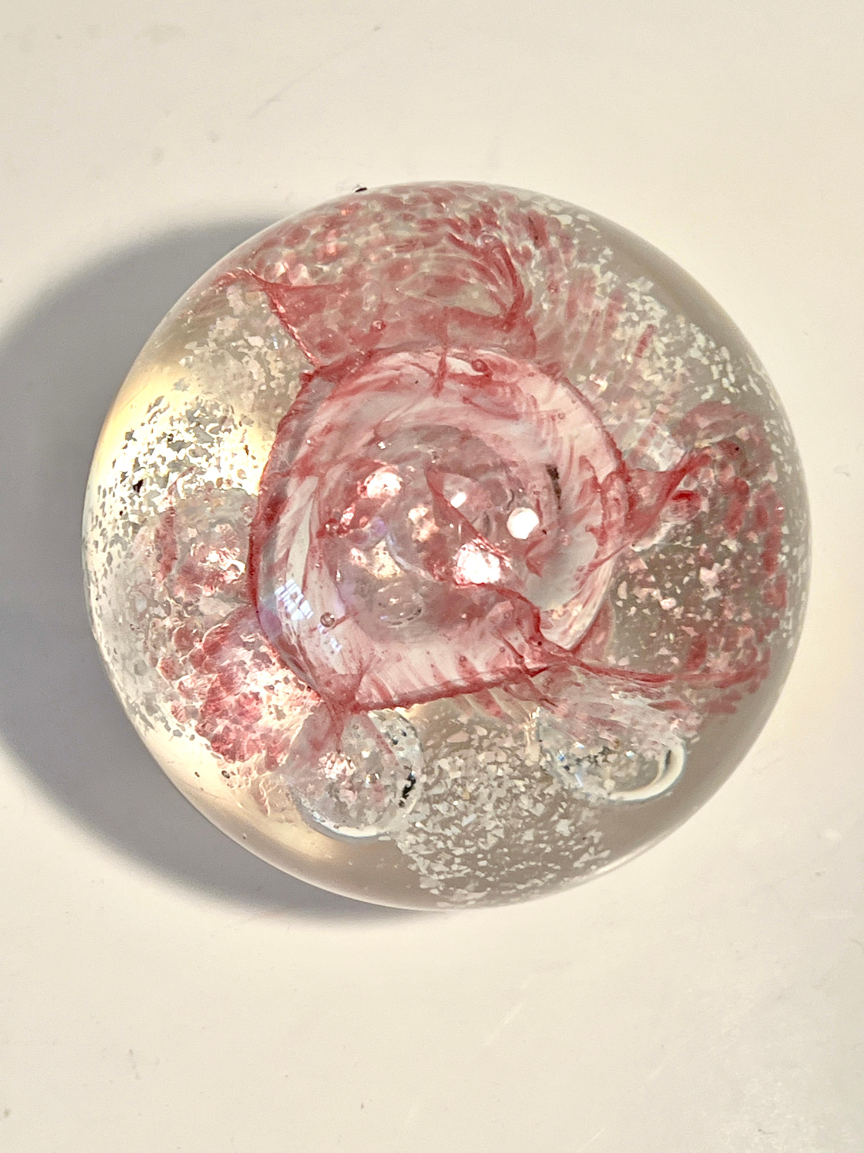 20th Century Murano Style Art Glass Paperweight with Red  For Sale