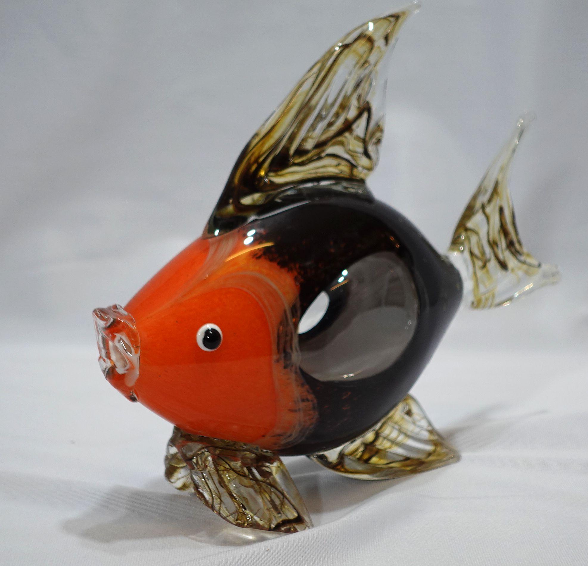 20th Century Murano Style Art Glass Tropical Fish For Sale