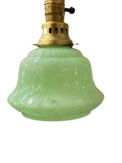 Murano Style Celedon Mint Glass Swirl Bell 2" Globe with Brass Pendent Fitter