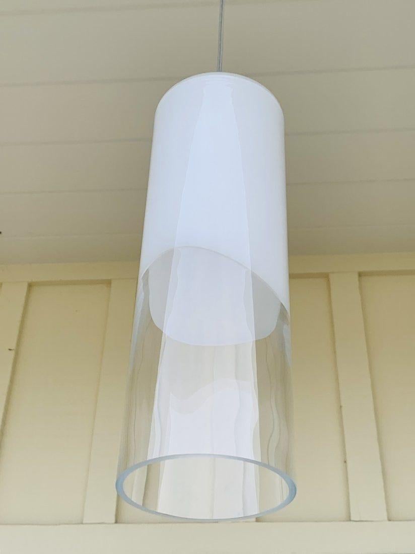 Modern Murano Style Cylinder Pendant Light For Sale
