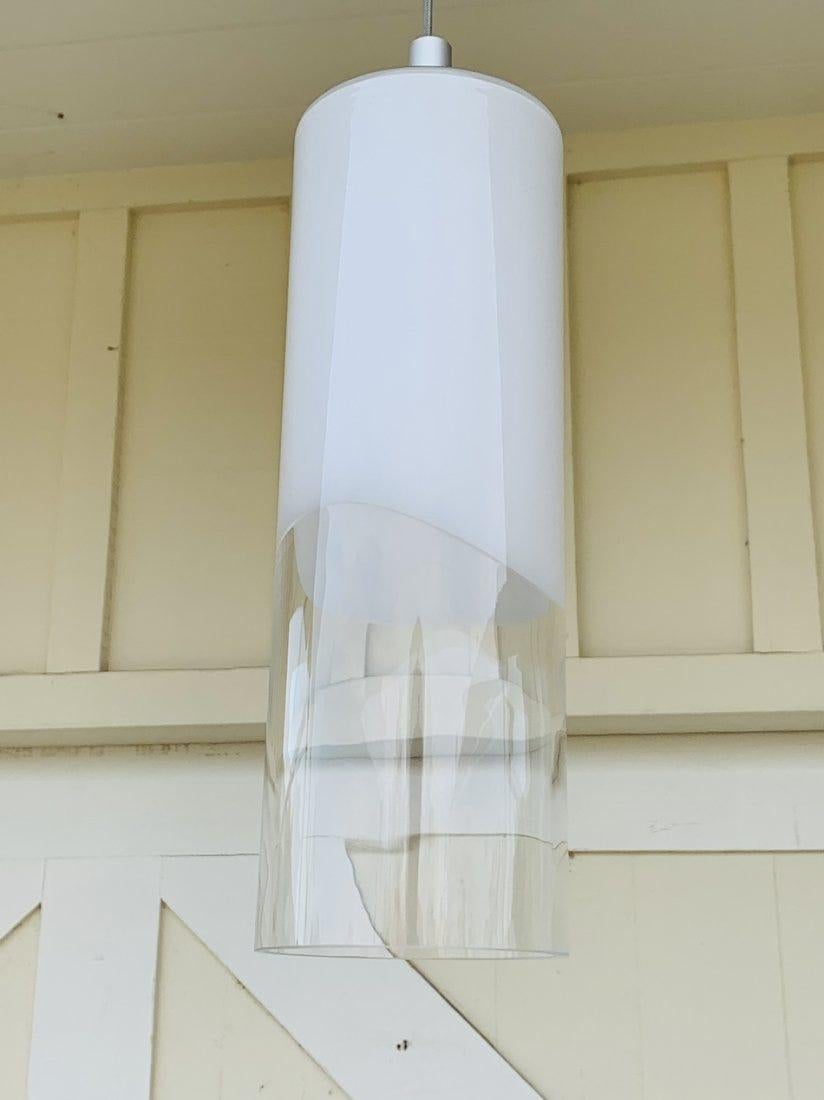 Murano Style Cylinder Pendant Light In Good Condition For Sale In Los Angeles, CA