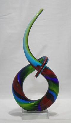 Murano Style Entwined Sculpture Italian Art Glass