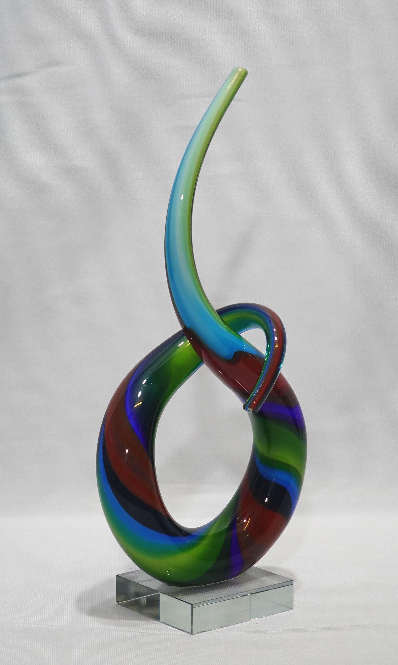 20th Century Murano Style Entwined Sculpture Italian Art Glass  For Sale