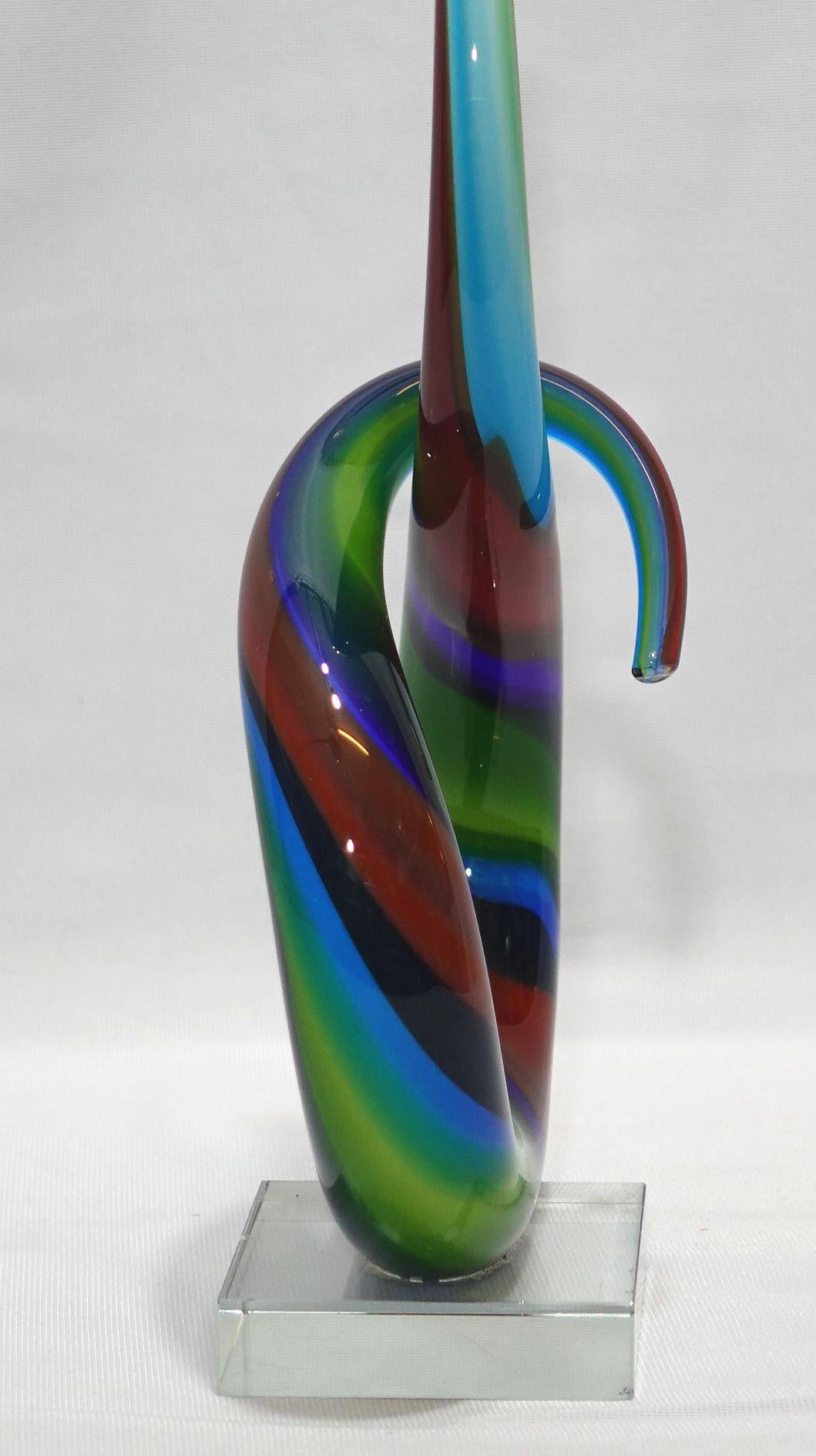 Murano Style Entwined Sculpture Italian Art Glass  For Sale 2