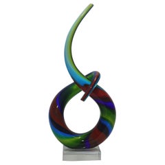 Murano Style Entwined Sculpture Italian Art Glass
