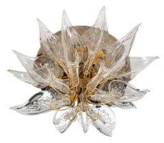 Murano Style Glass and Brass Ceiling Flush Mount