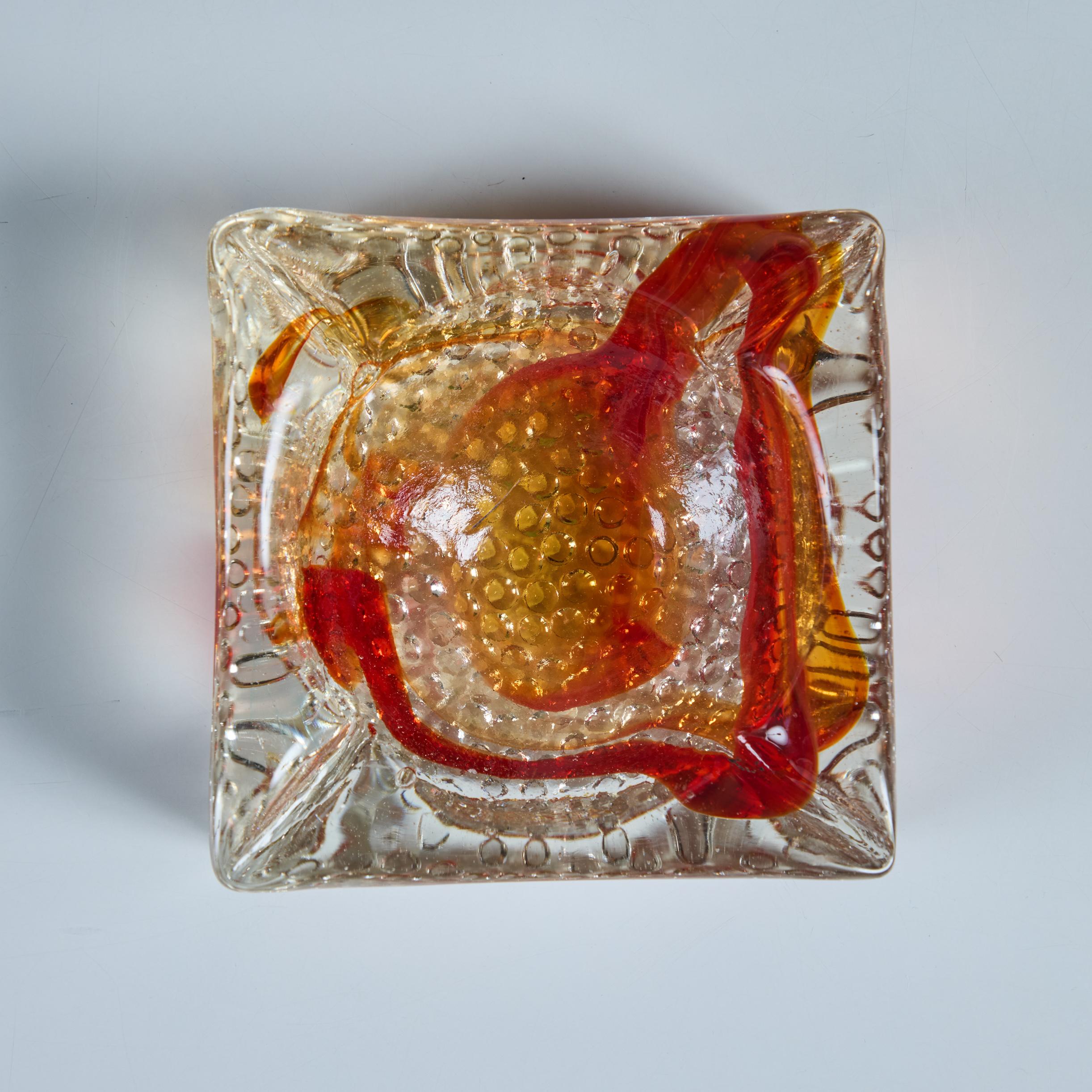 Mid-Century Modern Cendrier en verre de style Murano en vente