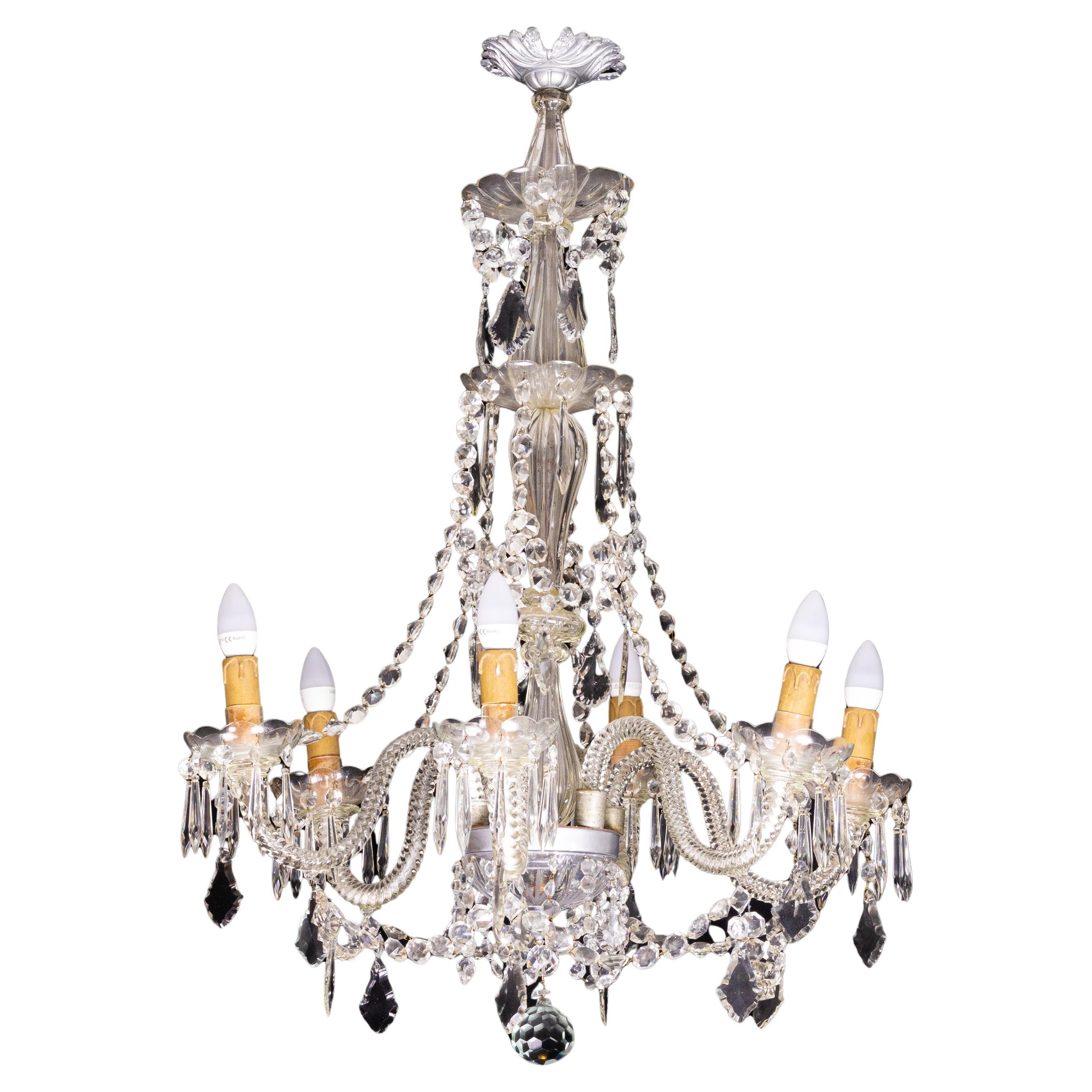 Murano Style Glass Chandelier With Six Arms, 20th Century