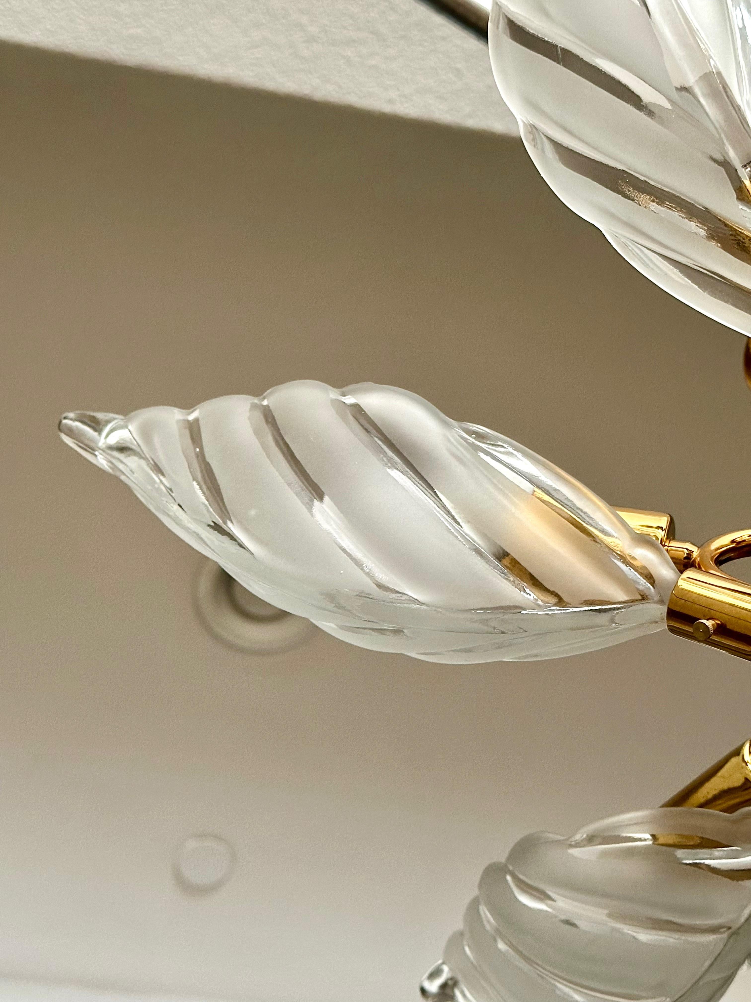 Murano Style Glass Leaf Pendant Light Chandelier For Sale 7