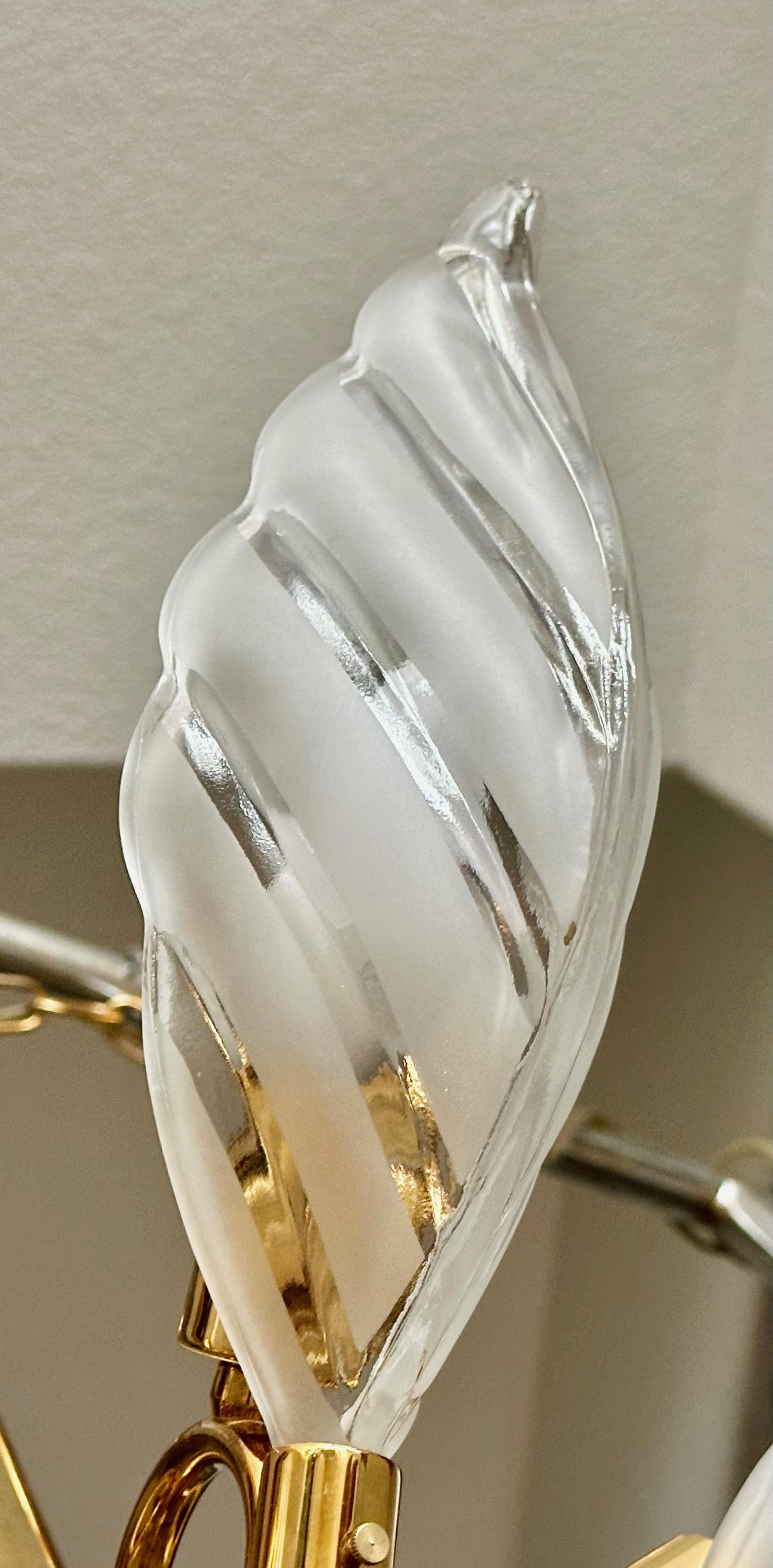 Murano Style Glass Leaf Pendant Light Chandelier For Sale 8